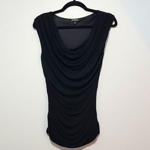 Express Black Ruched Sleeveless top with Cowl neck, Size S